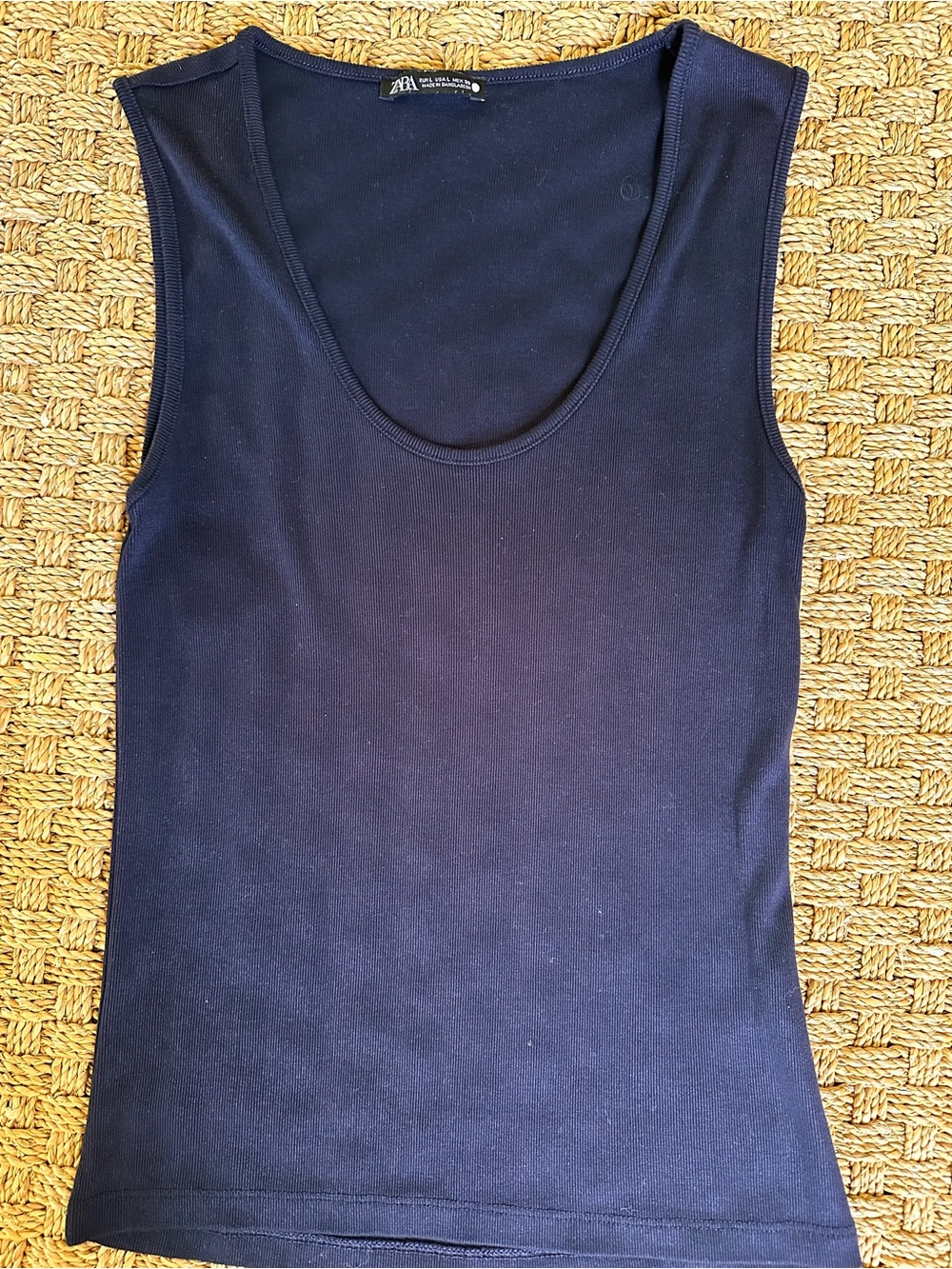Zara Navy Scoop Neck Tank Top Large